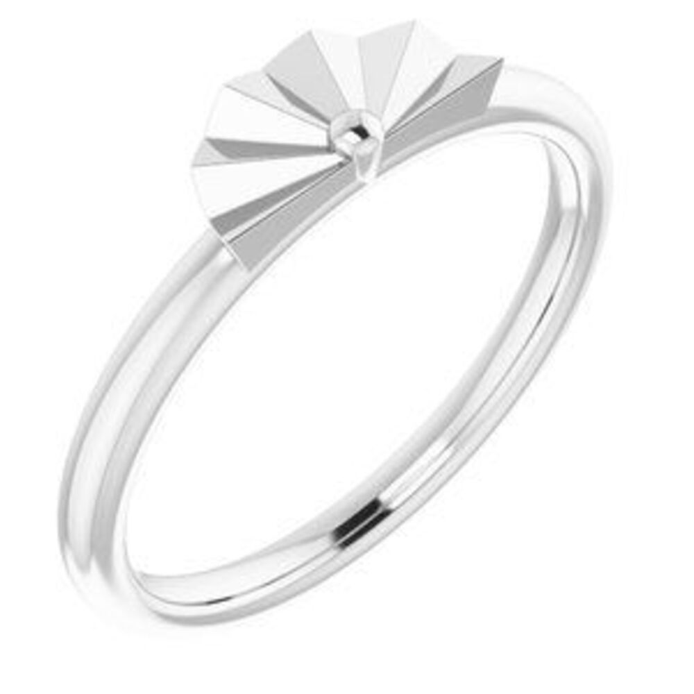 14k White Starburst Stackable Ring - image 1